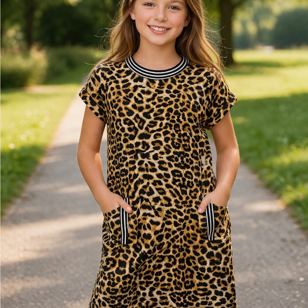 MIA Leopard Print Top with Striped Collar